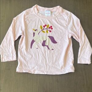 Hanna Andersson 3T Pink Unicorn Long Sleeve Tee Crew Neck EUC